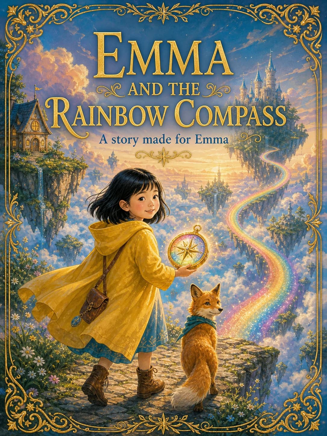 Emma and the Rainbow Compass personalised children’s book cover